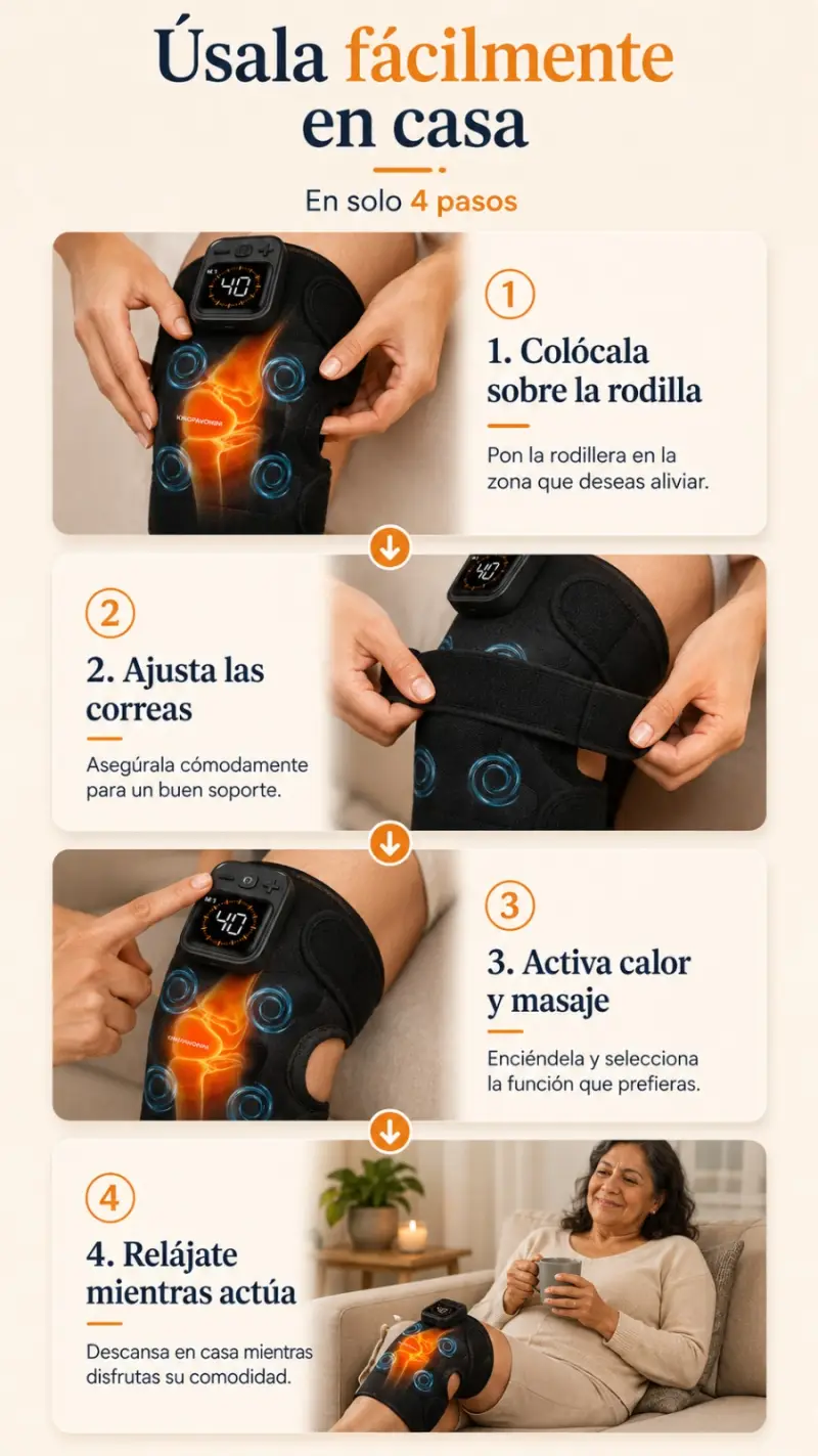 Cómo usar el masajeador de rodilla en 3 pasos
